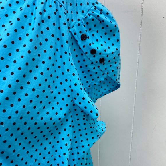 Venezia 26/28 Blue w/ Black Polka Dot Button Down - Picture 3 of 8